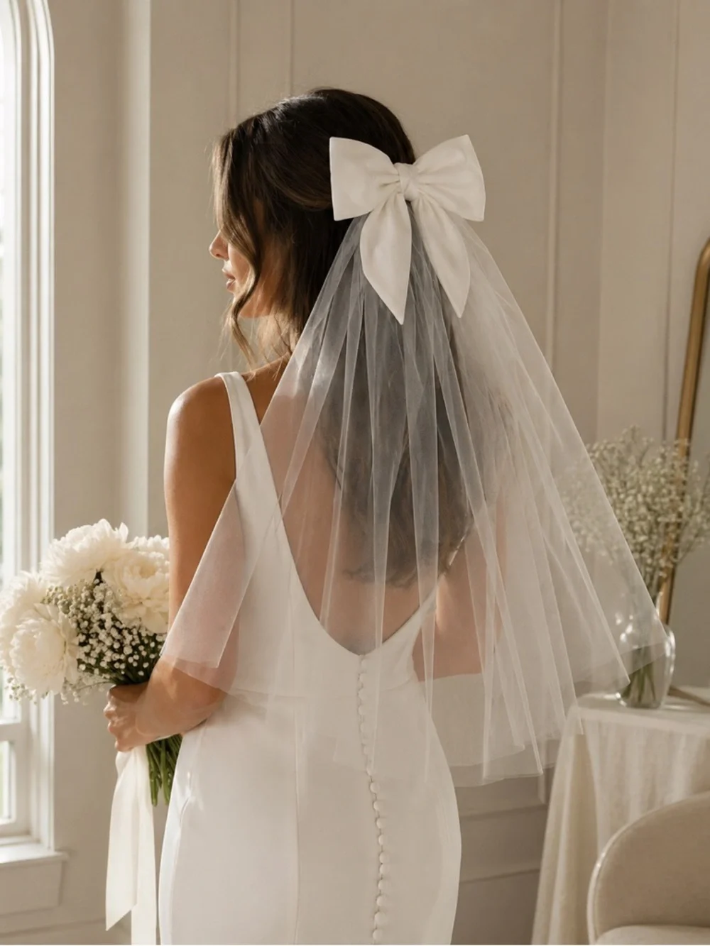 Anthro Bridal Tulle Bow Veil – Oversized Romantic Veil Bride 2026
